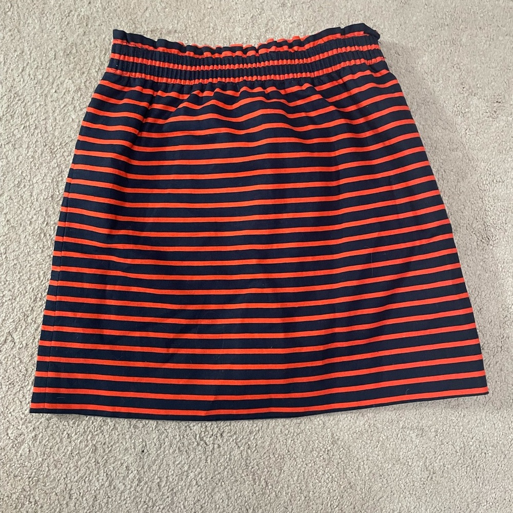 J crew factory navy orange stripe skirt.